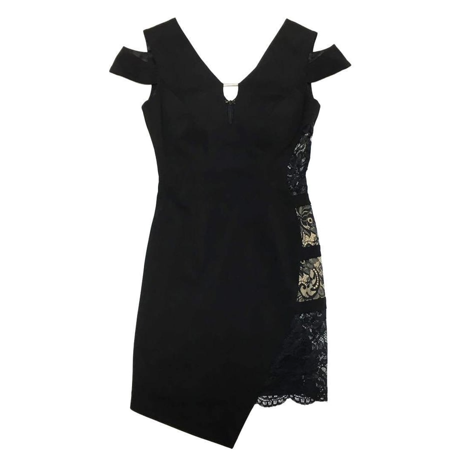 ROBE de FLEURS Glossy サイド総レース切替タイトミニドレス