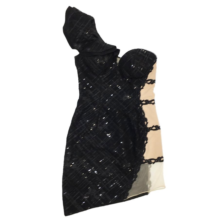 ROBE de FLEURS Glossy サイドチュール切替 ミニドレス