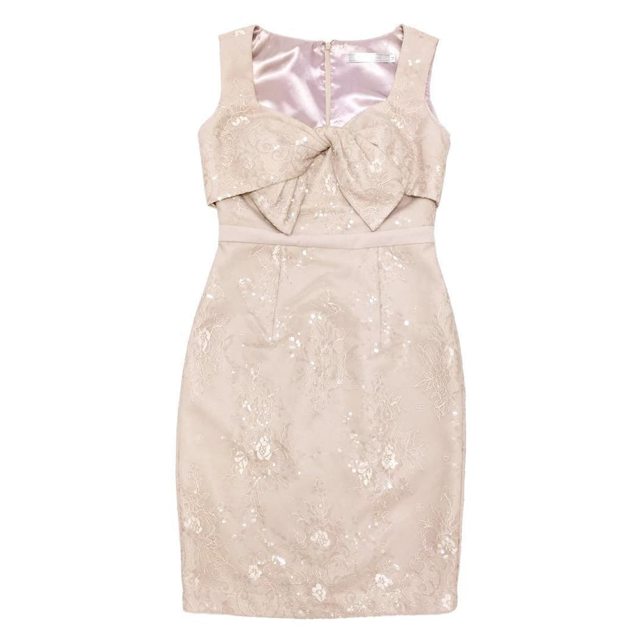 DEA. by ROBE de FLEURS スパンコール付きレースｘシンプルリボンミニキャバドレス
