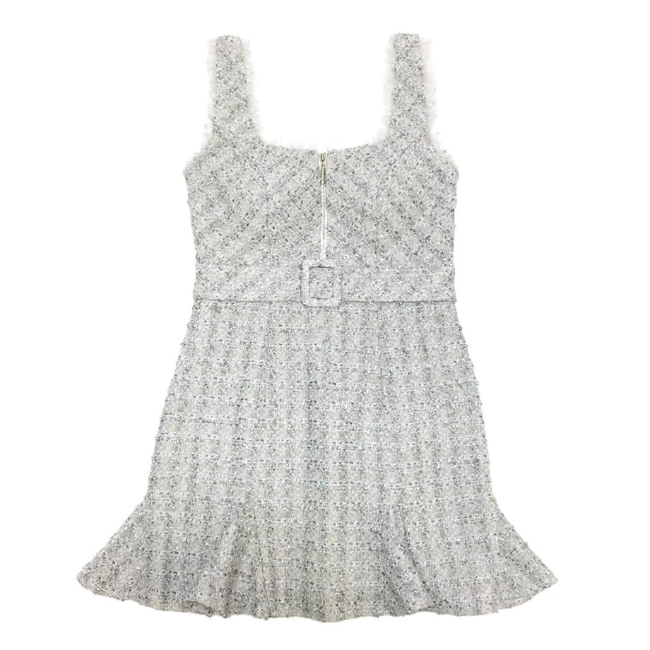 ROBE de FLEURS ツイードｘドットチュールミニキャバドレス