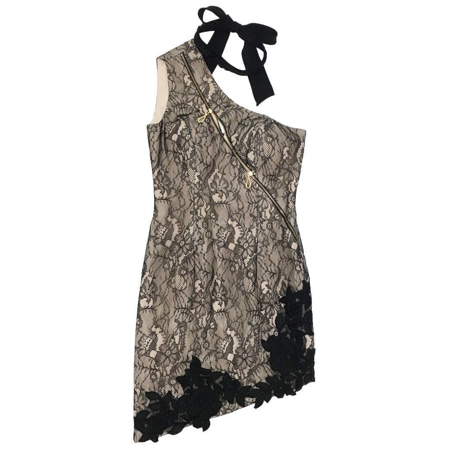 ROBE de FLEURS Glossy ジッパー×ストレッチタイトミニキャバドレス