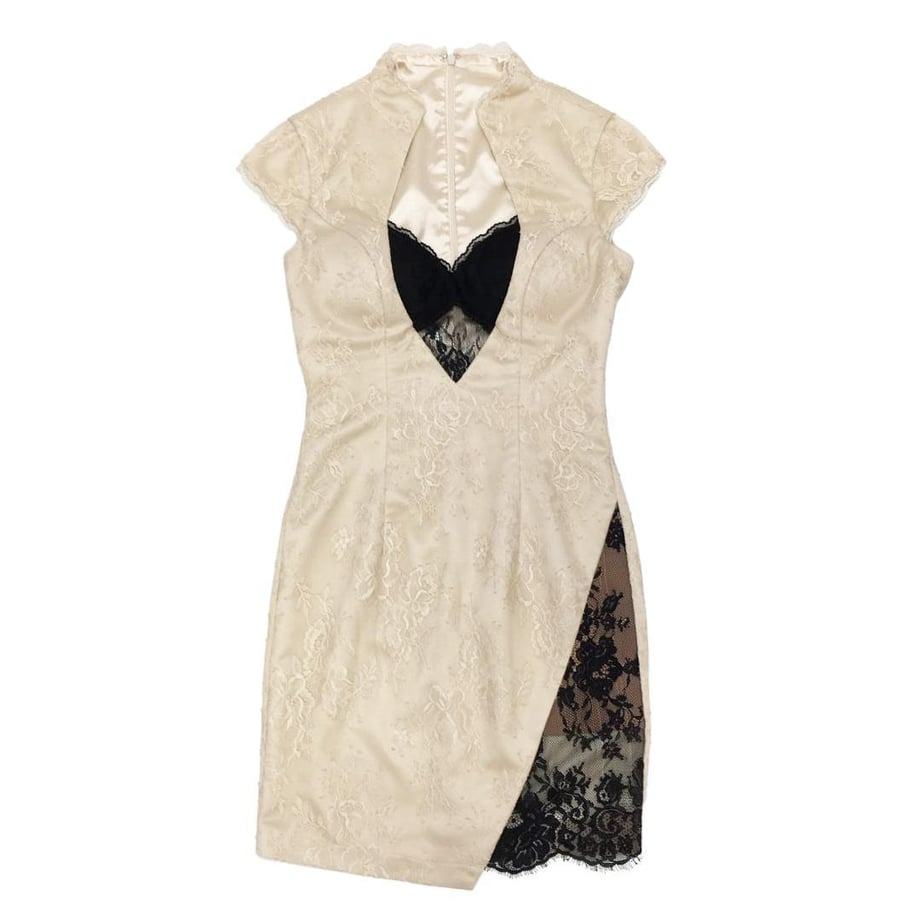 ROBE de FLEURS Glossy 片サイドレース切替×タイトミニキャバドレス