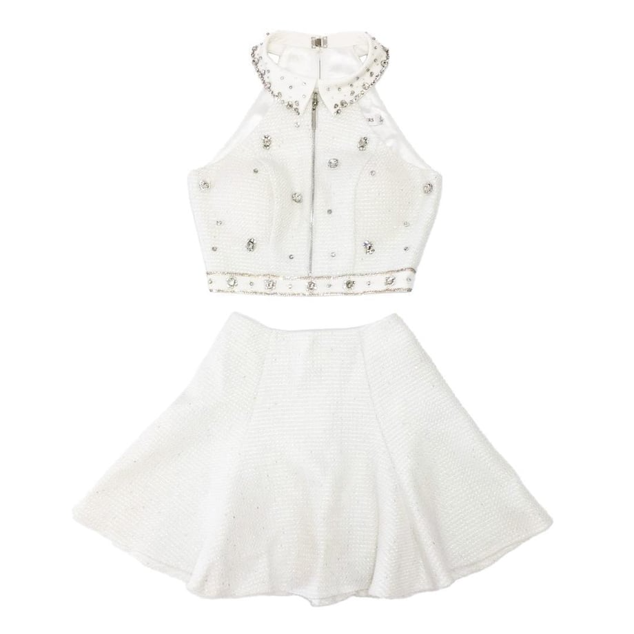 ROBE de FLEURS ツイード×ビジューセットアップミニキャバドレス