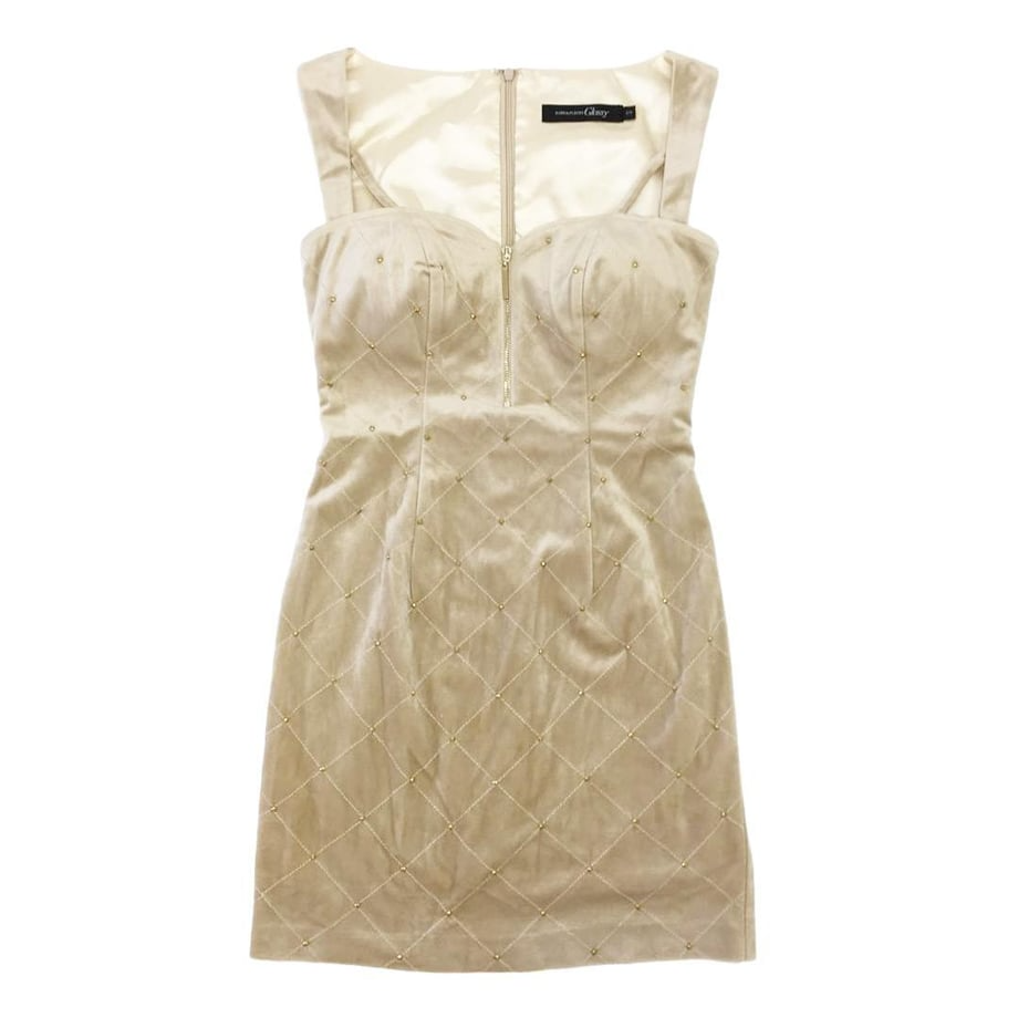 ROBE de FLEURS Glossy スタッズ×キルティングキャミキャバドレス ベージュ