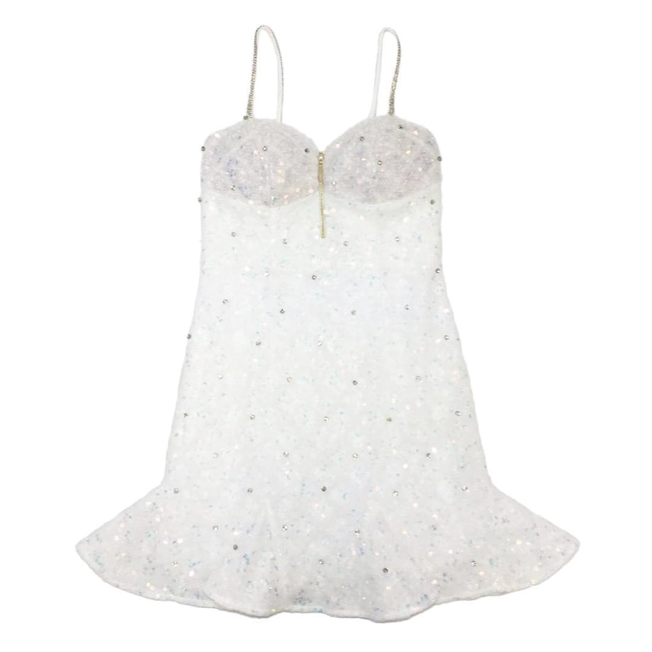 ROBE de FLEURS スパンコールダイヤチュールキャミキャバドレス