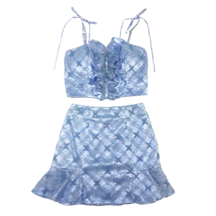 ROBE de FLEURS フラワーチュールバストフリルセットアップミニキャバドレス