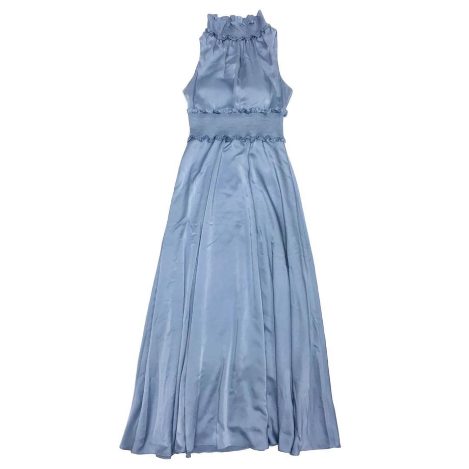 GINZA COUTURE ハイネック Aラインロングドレス ブルー