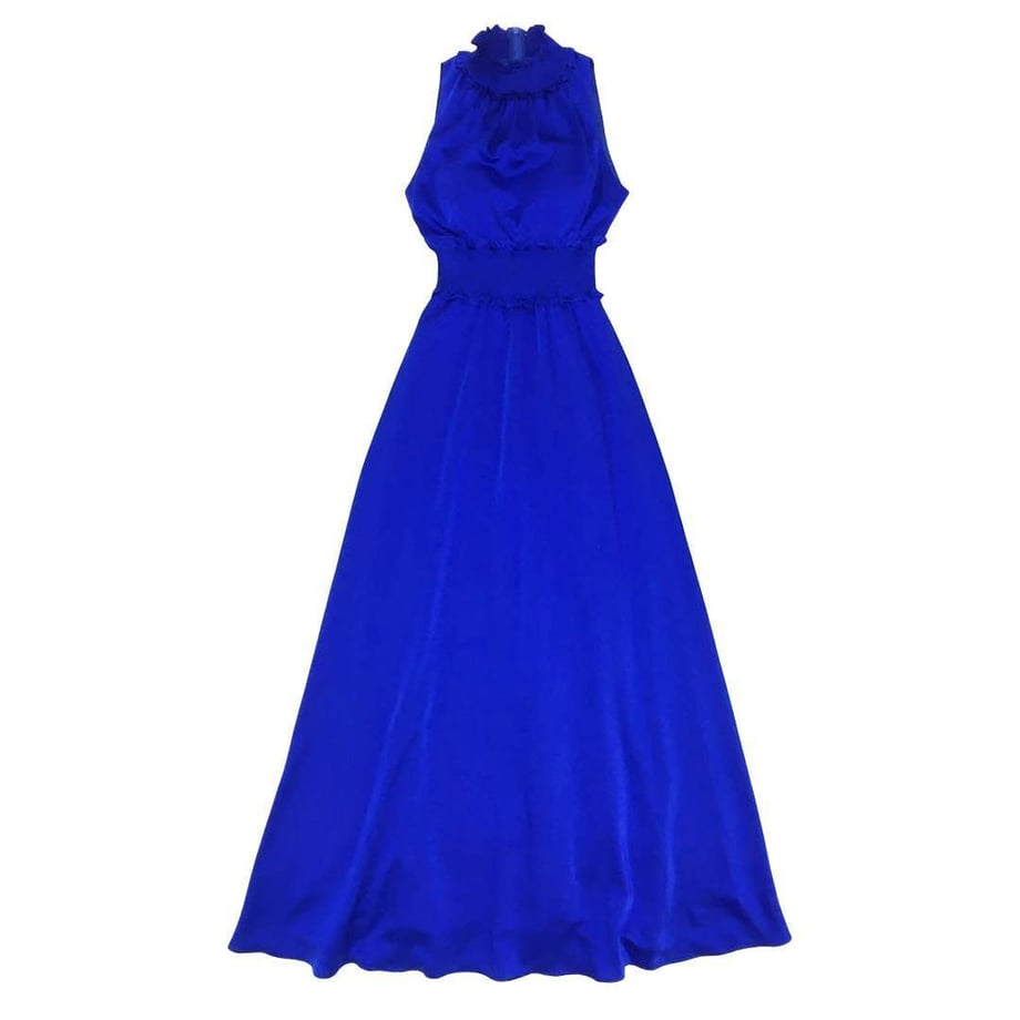 GINZA COUTURE ハイネック Aラインロングドレス ロイヤルブルー