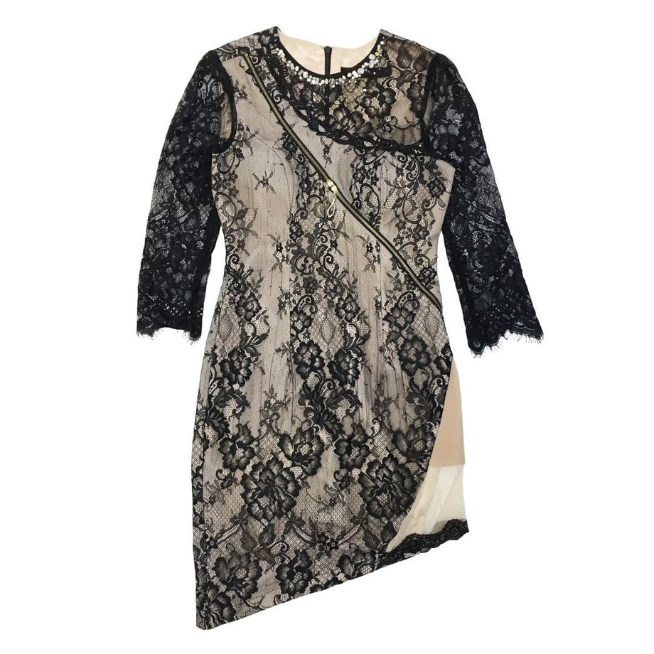 ROBE de FLEURS Glossy ジッパー×ストレッチタイトミニキャバドレス