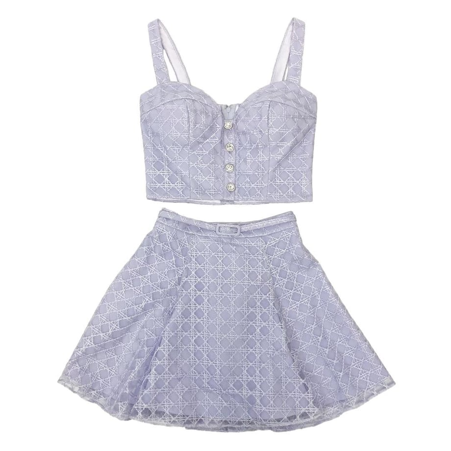 ROBE de FLEURS センタービジューボタンセットアップフレアミニキャバドレス