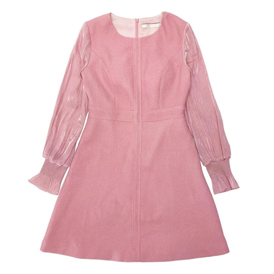 GINZA COUTURE シアースリーブ Aライン ミニドレス ピンク
