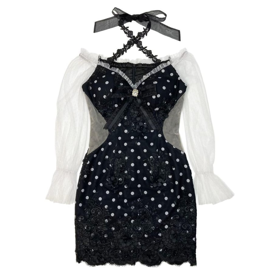 ROBE de FLEURS ロマンスパールドットキャバドレス