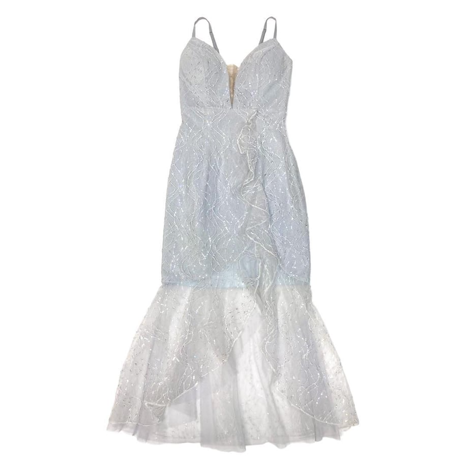 【ROBE de FLEURS Glossy / ローブドフルールグロッシー】バック編み上げスリットスパークリーラメロングキャバドレス